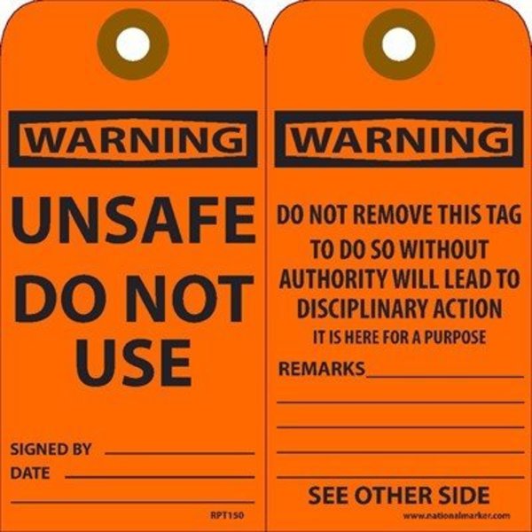 Nmc Warning Unsafe Do Not Use Tag, Pk25 RPT150G